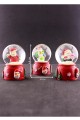 3 Adet Yılbaşı Noel Baba ve Kardan Adam Temalı Mini Boy Işıklı Kar Küresi 6,5 cm A