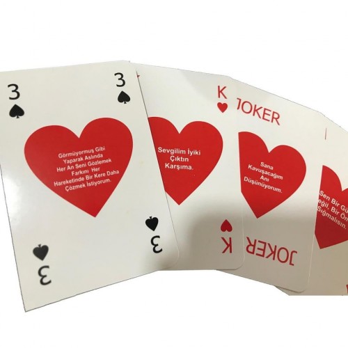 Sevgiliye İskambil Oyun Kartları Aşk Sözlü Kart Notu