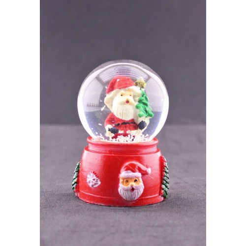 Noel Baba ve Çam Ağacı Temalı Mini Boy Işıklı  Yılbaşı Kar Küresi 6.5 cm E