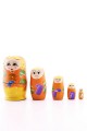 Ahşap Tombul İç İçe Matruşka Bebek Turuncu Set 5li Büyük Boy
