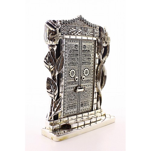 Allah Muhammed Yazılı Gül Kabe Kapısı Gümüş Biblo 25 cm-023