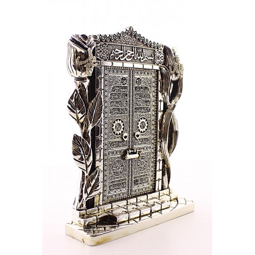 Allah Muhammed Yazılı Gül Kabe Kapısı Gümüş Biblo 25 cm-023