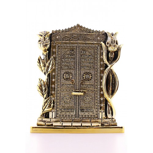 Allah Muhammed Yazılı Gül Kabe Kapısı Gold Biblo 25 cm-024