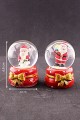 2 Adet Yeni Yıl Noel Baba Temalı Kurdele Detaylı Mini Boy Işıklı Kar Küresi 6,5 cm B