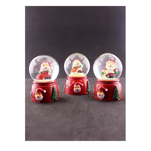 3 Adet Yeni Yıl Noel Baba Temalı Karışık Mini Boy Işıklı Kar Küresi 6,5 cm