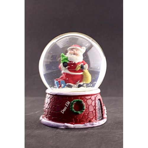 Noel Baba ve Hediyeleri Temalı Orta Boy Işıklı Kar Küresi 9 cm
