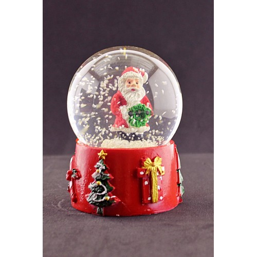 Noel Baba Merry Christmas Tasarımlı 9 cm Orta Boy Işıklı Kar Küresi 1B