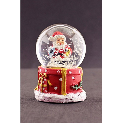 Yılbaşı Hediyeleri Temalı  Noel Baba Mini Boy Işıklı Kar Küresi 6,5 cm 1