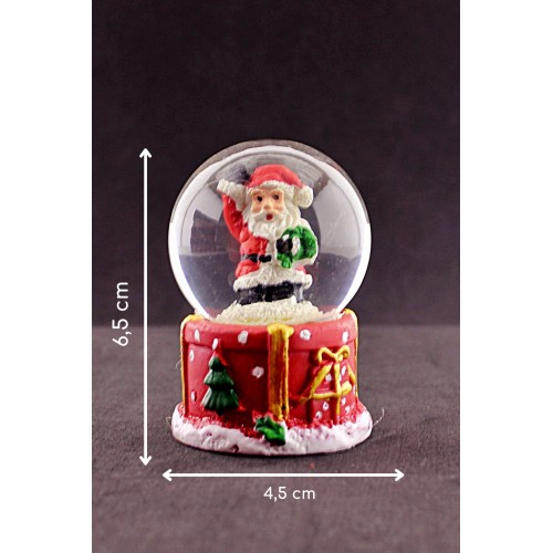 Merry Christmas El Sallayan Noel Baba Temalı  Mini Boy Işıklı Kar Küresi 6,5 cm 1