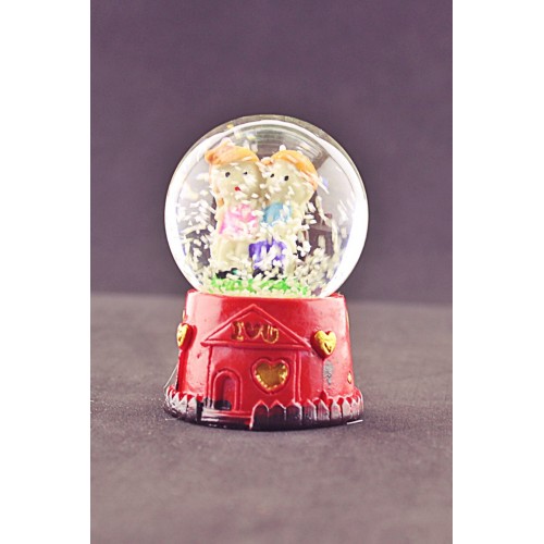 Kalp Kutuda Sevgililer Temalı Mini Boy Kar Küresi Işıklı 6,5 cm Boy