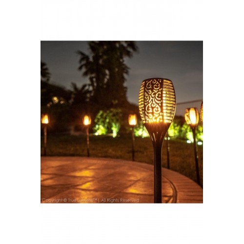 6 Adet Bahçe Lambası Alev Efektli Solar Led Güneş Enerjili Aydınlatma 50 Cm
