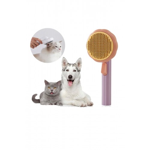 Kedi Köpek Tüy Toplayıcı Yeni Nesil Tuşlu Evcil Hayvan Tarağı Otomatik Temizlenen Fırça Tüy Topla