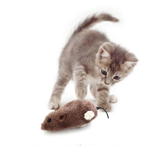 Kedi Oyuncağı Kurmalı Fare Pelüş Oyuncak 14 cm