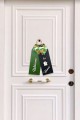 Kapı Süsü Ahşap El Yapımı Yılbaşı  Kurdeleli Dekoratif Yeşil - Siyah
