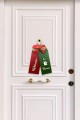 Kapı Süsü Ahşap El Yapımı Yılbaşı Kurdeleli Dekoratif  Kırmızı - Yeşil
