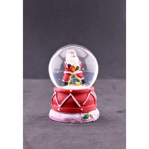 Noel Baba Hediye Torbası Temalı Mini Boy Işıklı Yılbaşı Kar Küresi 6.5 cm B