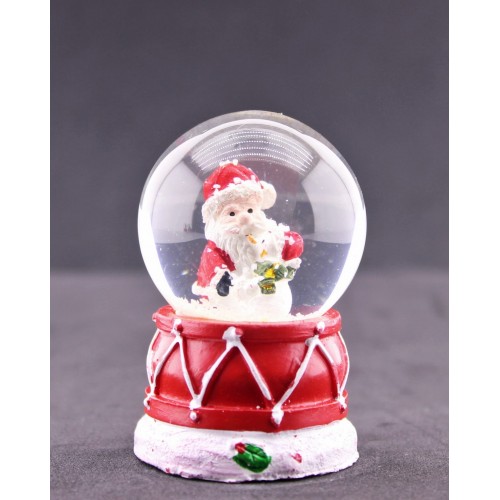 Noel Baba ve Kardan Adam Temalı Mini Boy Işıklı  Yılbaşı Kar Küresi 6.5 cm D