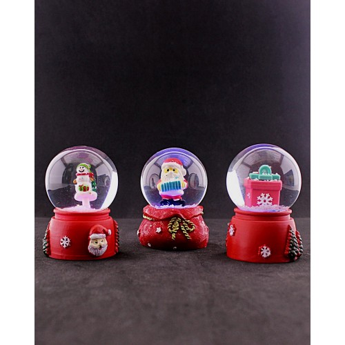 3 Adet Yeni Yıl 2023 Noel Hediyesi Temalı Mini Boy Işıklı Kar Küresi 6,5 cm - 36
