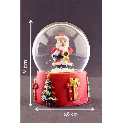 Merry Christmas Noel Baba Tasarımlı 9 cm Orta Boy Işıklı Kar Küresi 1B