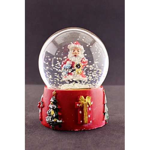 Merry Christmas Noel Baba Tasarımlı 9 cm Orta Boy Işıklı Kar Küresi 1B