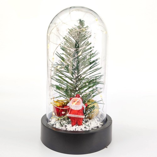 Noel Baba ve Çam Ağacı Temalı Led Işıklı Fanus