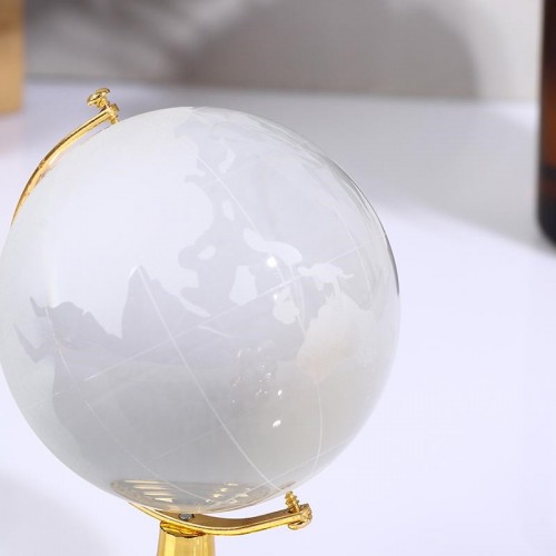 Kristal Mega Boy Cam Dünya Küre Gold 12 cm Boy Ofis Hediyesi