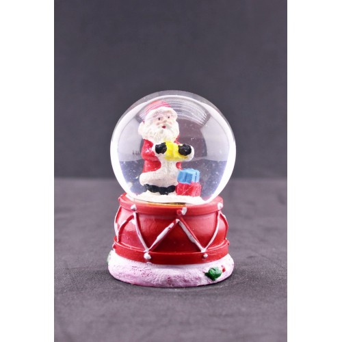 Noel Baba ve Hediye Paketi Temalı Mini Boy Işıklı  Yılbaşı Kar Küresi 6.5 cm1A