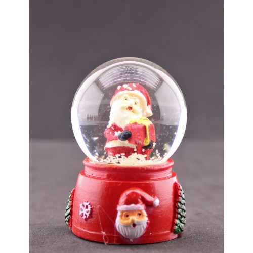 Noel Baba ve Hediye Paketi Temalı Mini Boy Işıklı  Yılbaşı Kar Küresi 6.5 cm1A
