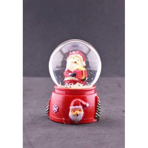 Noel Baba ve Hediye Paketi Temalı Mini Boy Işıklı  Yılbaşı Kar Küresi 6.5 cm1A