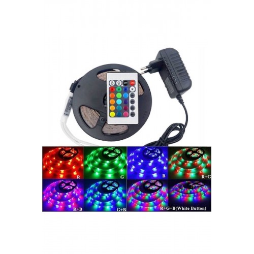 Led Animasyonlu Tak Çalıştır Kumandalı Trafolu Rgb Şerit Işık Aydınlatma 5 Metre