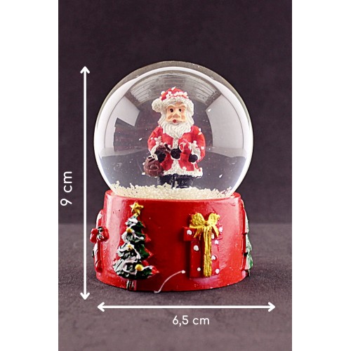 Yılbaşı Süsü Noel Baba Merry Christmas Tasarımlı 9 cm Orta Boy Işıklı Kar Küresi  1B