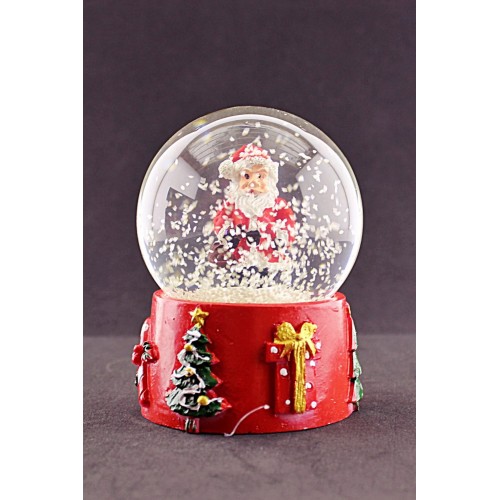 Yılbaşı Süsü Noel Baba Merry Christmas Tasarımlı 9 cm Orta Boy Işıklı Kar Küresi  1B