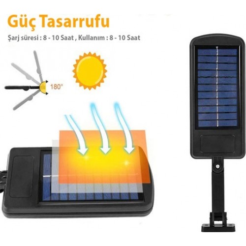 Solar LED Bahçe Sokak Lambası Hareket Sensörlü Kumandalı 3 Modlu Güneş Enerjili  