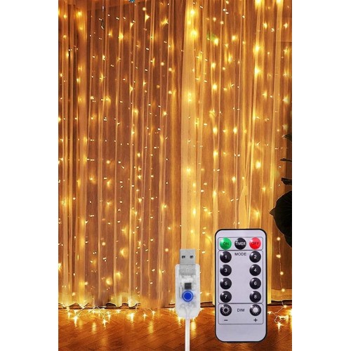 Perde Led 10 Sarkıtlı USB li  3 Metre Kumandalı 8 Modlu (3 mt X 3 mt ) Peri Led