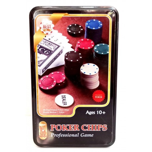 80 Çipli Oyun Fişli Profesyonel Poker Seti Texas Holdem Chip Rulet Masa Oyun Seti