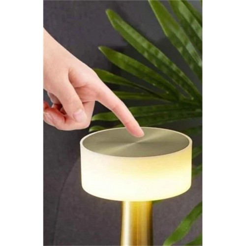 Modern Led Abajur Masa Lambası Dokunmatik 3 Mod Kademeli Şarjlı Dokunm Gold Masa Lambası Orta Kafa