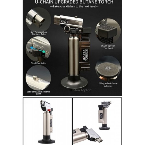 Metal Kasa Torch Pürmüz Çakmak 1300 Derece Isı Tabancası  Aşcı Pürmüzü Tıbbi Diş Pürmüzü  BS-261