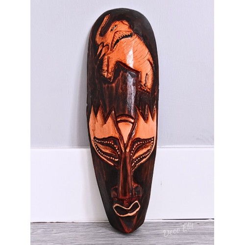Ahşap Oyma Fil Surat Mask Totem Aborjin Tipi Duvar Objesi Mindi Ağacı El Oyması 30 cm