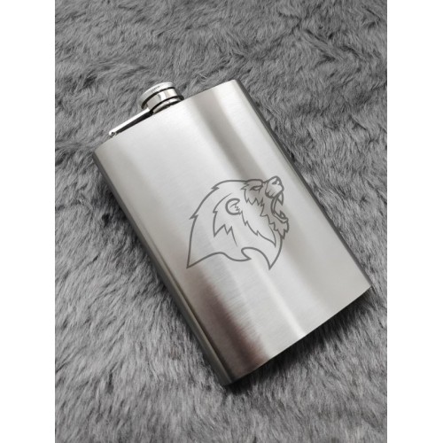 Aslan Temalı 9 Oz Paslanmaz Çelik Cep Matarası 266 Ml içki Viski Konyak Alkol Matarası