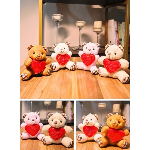4 Adet Mini Lüx Ayıcık Kalpli Love Yazılı Hediyelik Ayıcık 11 cm x 9 cm