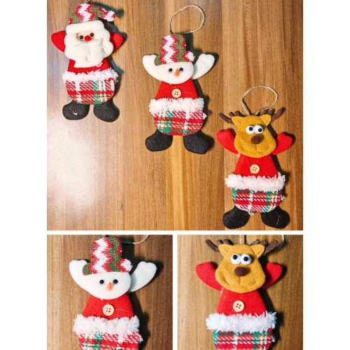 3 Adet Yılbaşı Çam Ağacı Süsü Peluş Tekstil Örme Orta Boy 17 cm x 11 cm