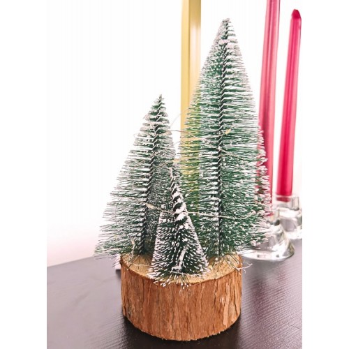 Büyük Boy Led Işıklı Nevada Çam Ağaçları 4 lü Set Büyük Meşe Kütüklü Led Işıklı 22 Cm Boy