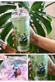 Sevimli Panda Temalı Çift Katman 450ml Suluk Pipetli Mika Matara Yeşil 2770