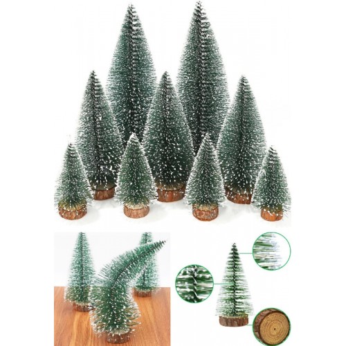 9 Adet Nevada Mini Çam Ağacı Uçlarına Kar Yağmış Karlı Yılbaşı Hediyesi  15-12-8  cm