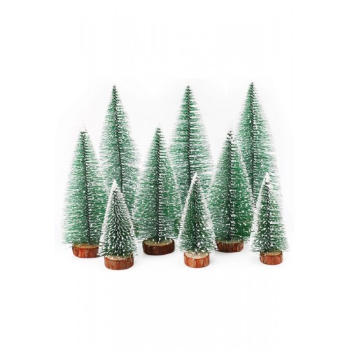 9 Adet Nevada Mini Çam Ağacı Uçlarına Kar Yağmış Karlı Yılbaşı Hediyesi  15-12-8  cm