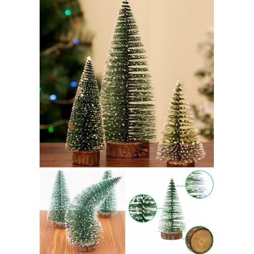 9 Adet Nevada Mini Çam Ağacı Uçlarına Kar Yağmış Karlı Yılbaşı Hediyesi  15-12-8  cm