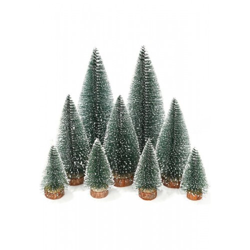 9 Adet Nevada Mini Çam Ağacı Uçlarına Kar Yağmış Karlı Yılbaşı Hediyesi  15-12-8  cm