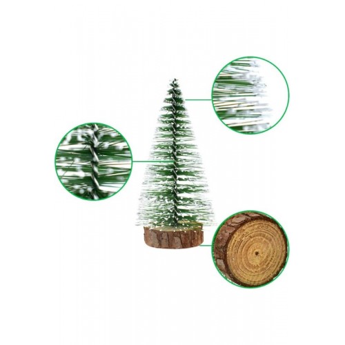9 Adet Nevada Mini Çam Ağacı Uçlarına Kar Yağmış Karlı Yılbaşı Hediyesi  15-12-8  cm