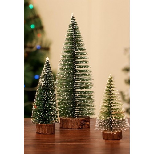 9 Adet Nevada Mini Çam Ağacı Uçlarına Kar Yağmış Karlı Yılbaşı Hediyesi  15-12-8  cm