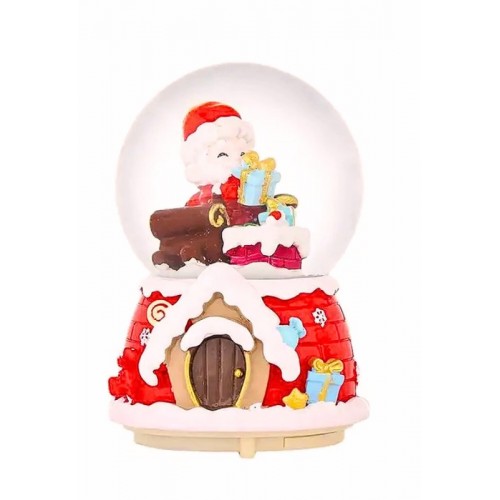 Yılbaşı 2025 Noel Baba Hediyeleri 13 cm Orta Boy Işıklı Müzikli Kar Küresi 59B